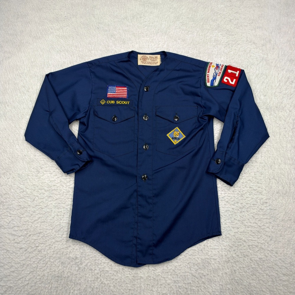 Boy Scouts of America Scouting Blue Cotton Long Sleeve Uniform Shirt Boys Size L